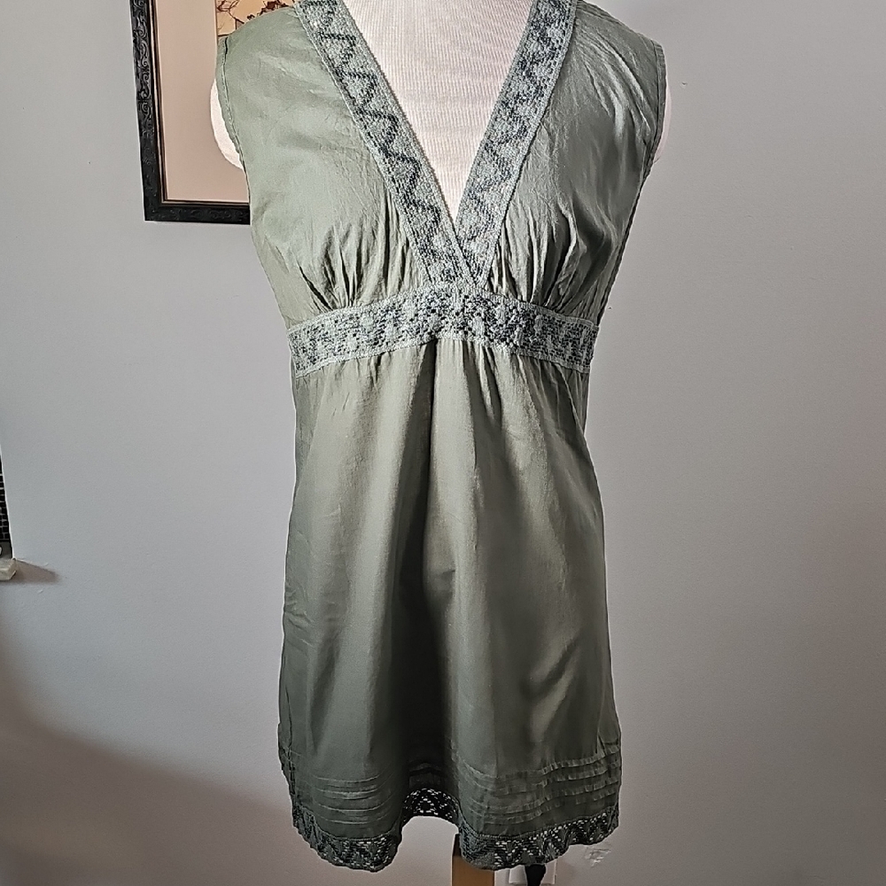 ORLEAN, Shift Pop Over Dress Made In ITALY. moss Green Size‎ XS
